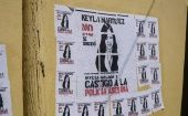 A sign reads "Keyla Martinez did not commit suicide," Tegucigalpa, Honduras, Feb. 8, 2021.