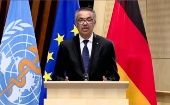 WHO Director-General Dr Tedros Adhanom Ghebreyesus during a press conference with H.E. German Federal President Frank-Walter Steinmeier on February 22, 2021.