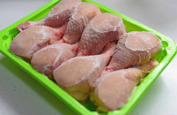 Frozen chicken drumsticks are pictured in Moscow, Russia, on Feb. 20, 2021.