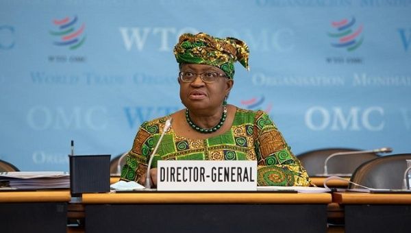 Ngozi Okonjo-Iweala at a meeting of the World Trade Organization, Geneva, Switzerland, March 1, 2021. 