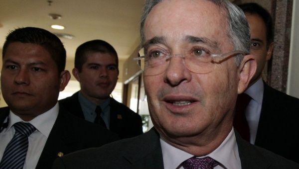 Archival image of former Colombian President Álvaro Uribe during a visit to Paraguay in 2014. Uribe Vélez is currently being investigated for alleged procedural fraud and witness tampering while he was a senator. 
