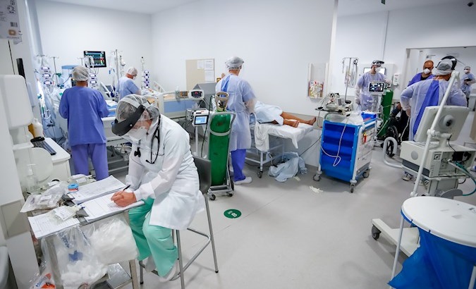 Overcrowded intensive care unit in a hospital in Porto Alegre, Brazil, March 21, 2021.