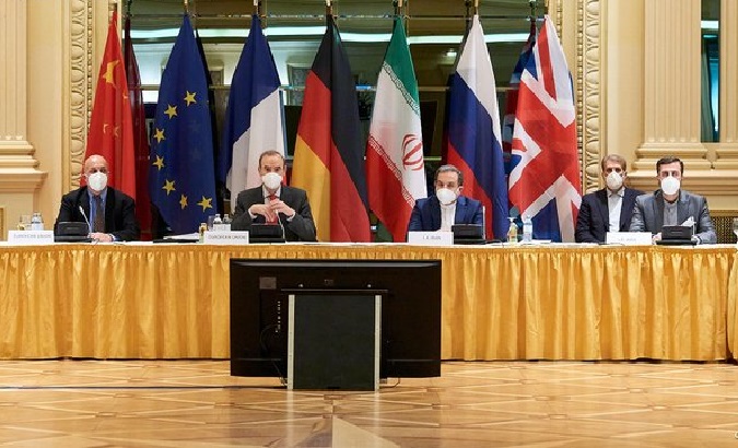 European Union delegation at the JCPOA meeting in Vienna, Austria, April 9, 2021.
