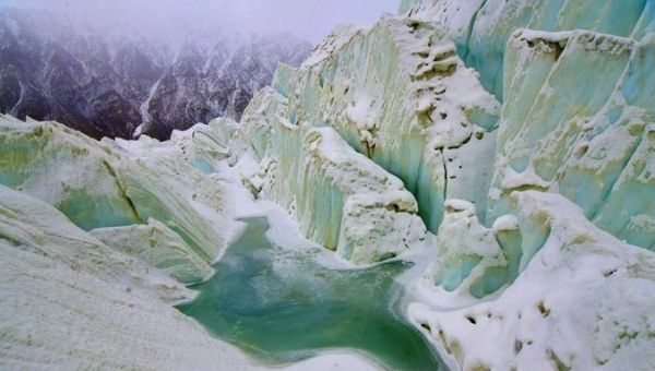 Image of a glacier documented on a trip by artist Mobeen Ansari.