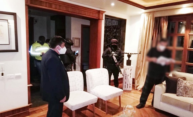 Police raid of the residence of a citizen implicated in Las Torres case, Ecuador, April 13, 2021.