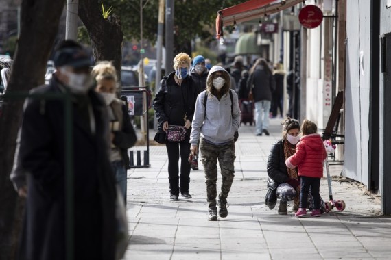People wearing face masks are seen in Buenos Aires, Argentina, July 17, 2020.