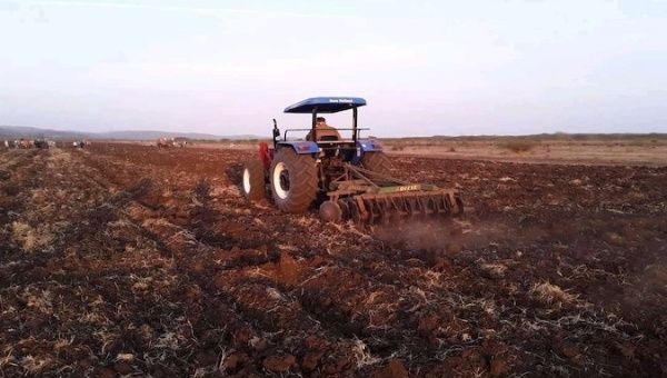 A man tills the soil in Pinar del Rio, Cuba, April 11, 2021.