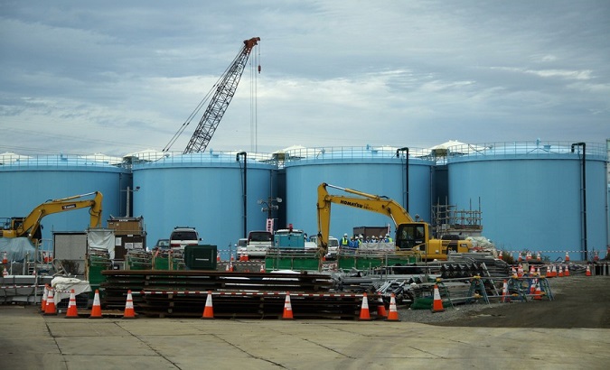 Tanks storing contaminated radioactive wastewater in Daiichi nuclear plant, Fukushima Prefecture, Japan, Oct. 12, 2017.