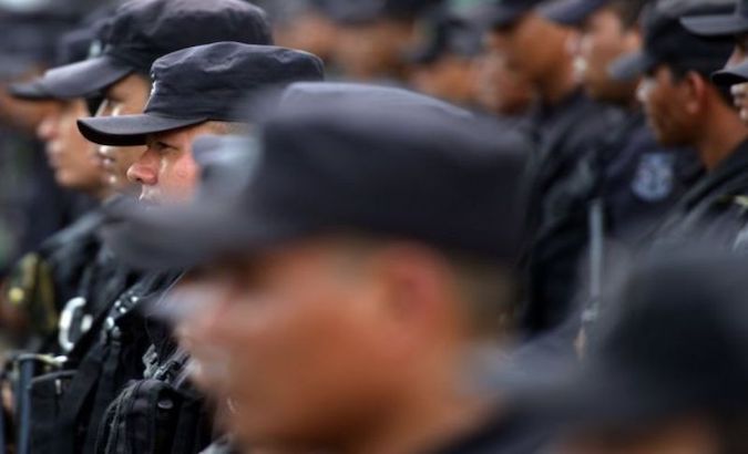 National police officers in San Salvador, El Salvador.