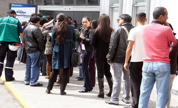 Citizens seeking employment in Bogota, Colombia, Apr. 30, 2021.