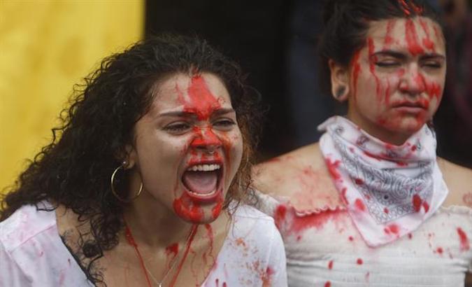 Young people protest in Pereira, Colombia, May 5, 2021.