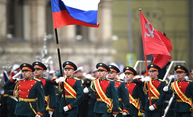 Russian Troops march at the V-Day parade, Moscow, Russia, May 9, 2021.