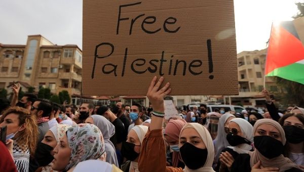 Protest near the Israeli Embassy in Amman, Jordan, May 9, 2021.