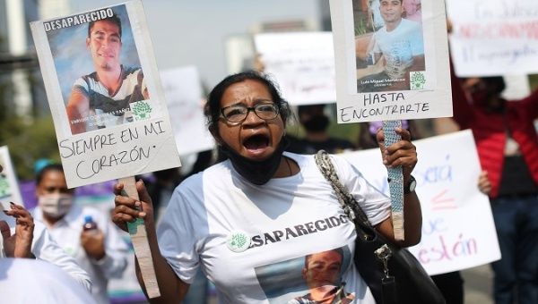 Woman demand the search of her missing son, Mexico City, Mexico, May. 10, 2021.