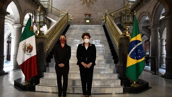 Claudia Sheinbaum (L) and Dilma Rousseff (R), Mexico City, Mexico, May 12, 2021.