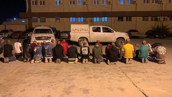 Libya police punishes men in the streets that were caught harassing girls on May 9, 2021.