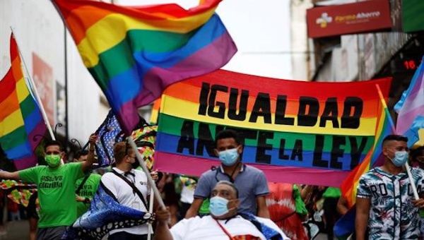 LGBTI community protest against homophobia in Panama City, Panama, May 2021.