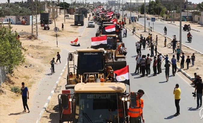 Convoy of engineers and building equipment heading towards Gaza, June 4, 2021.