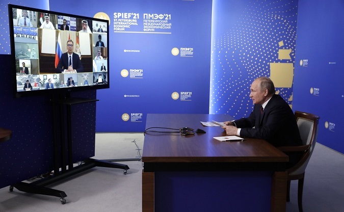 Putin meets foreign producers of the Sputnik V vaccine on June 4, 2020.