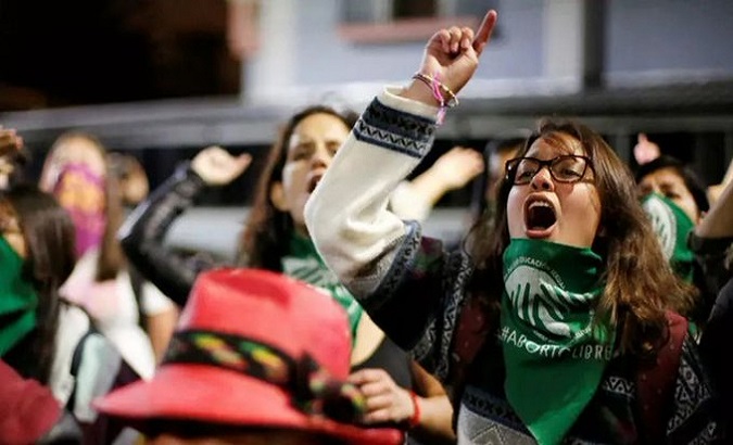 Women rights activists demand an abortion law in cases of rape, Quito, Ecuador, Jun. 16, 2021.
