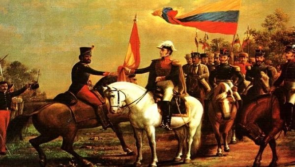 Representation of the fight between Venezuelan forces and Spanish troops at the Carabobo Battle.