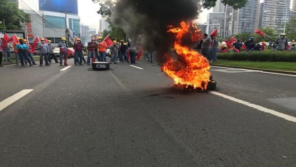 Citizens taking part in anti-goverment protests, Panama city, Panama, July 1, 2021