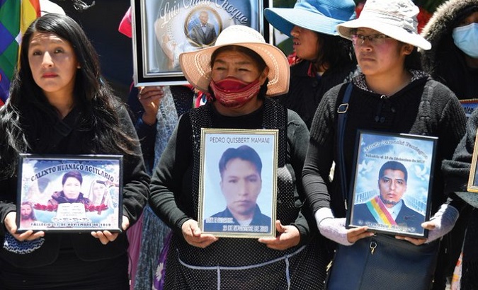 Relatives of the victims of the Sacaba and Senkata massacres demand justice, July 5, 2021.