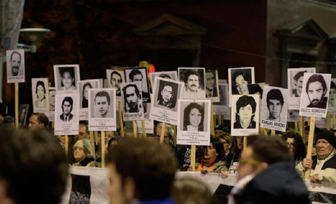 Demonstration to demand justice for citizens disappeared by South American dictatorships.
