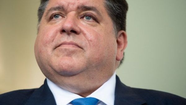 In this file photo Governor JB Pritzker of Illinois, speaks to the media outside of the West Wing of the White House in Washington, DC, July 14, 2021