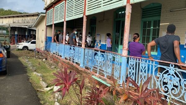 People cast the ballots in the Election Day Advance vote, Saint Lucia, Jul. 23, 2021.