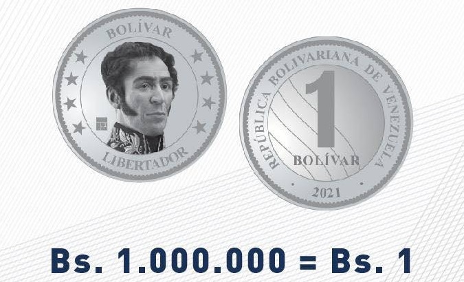 Representation of the monetary scale change to be applied to the Bolivar (BS) from October.