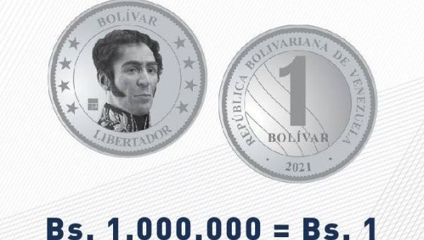 Representation of the monetary scale change to be applied to the Bolivar (BS) from October.