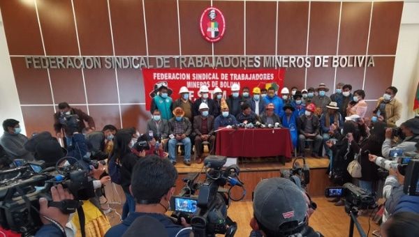 Social leaders at a press conference, La Paz, Bolivia, Aug.9, 2021. 