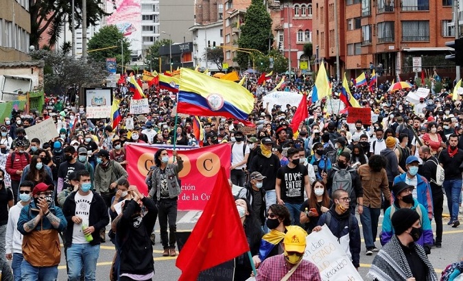 Citizens protest agaisnt President Ivan Duque, Colombia, Aug. 26, 2021.