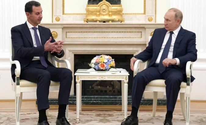 Bashar Al Assad (L) and Vladimir Putin (R), Moscow, Russian, Sept. 14, 2021.