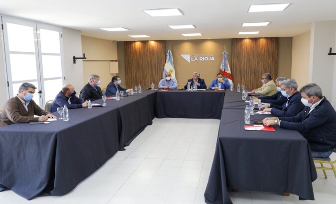 Alberto Fernandez and governors during a meeting, La Rioja, Argentina, Sept.19, 2021