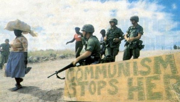 U.S. soldiers in Grenada, 1983.