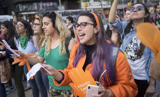Femenist demonstration, Montevideo, Uruguay.