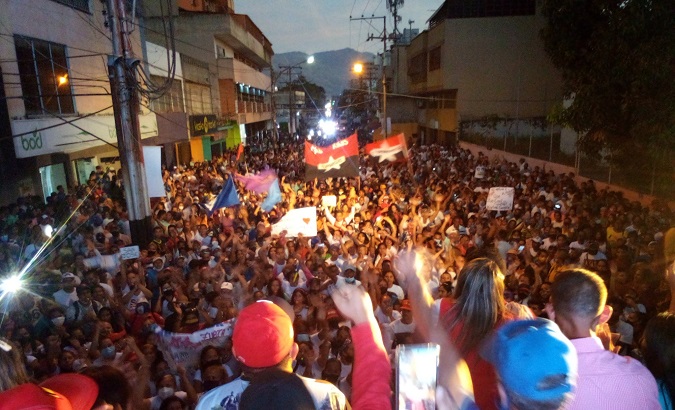 Closing of the PSUV campaign in Aragua city, Venezuela, Nov. 18, 2021.
