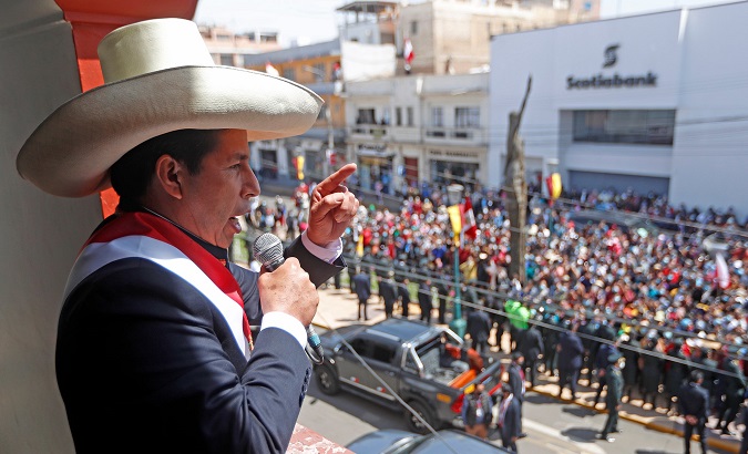 President Pedro Castillo (L), Tacna, Peru, 2021.