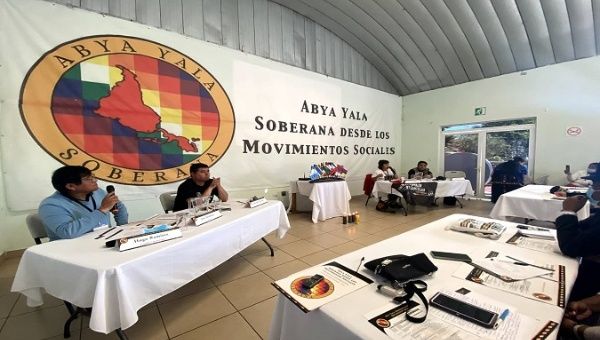Social leaders in the Abya Yala Peoples International Meeting, Guatemala City, Guatemala, Dec. 1, 2021. 