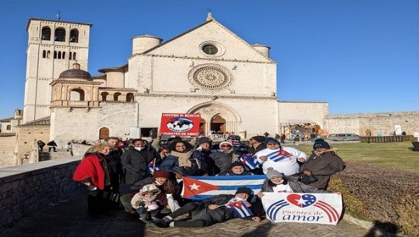 Marchers Call For the Lifting of US Blockade Imposed on Cuba in Rome, Italy. Dec. 21, 2021.