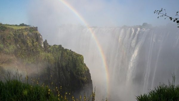 A view of Victoria Falls on the border of Zimbabwe and Zambia, 2019.