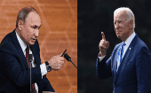 Russian President Vladimir Putin and U.S. President Joe Biden. Jan. 23, 2022.