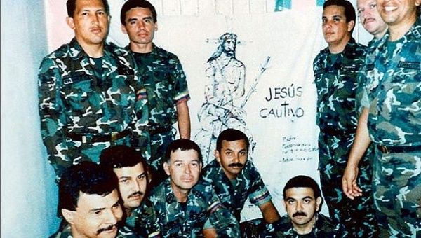 Colonel Hugo Chavez (top left) and other insurgent military youth, Feb. 4, 1992.