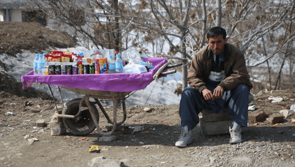 A vendor waits for customers, Kabul, Afghanistan, Feb. 14, 2022.
