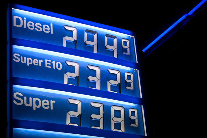A display shows prices for various automotive fuels at a gas station in Wietmarschen, Germany, 22 March 2022. Gasoline prices are at an unprecedented level, the reason being the increase in the price of crude oil, which is due to the conflict in Ukraine.