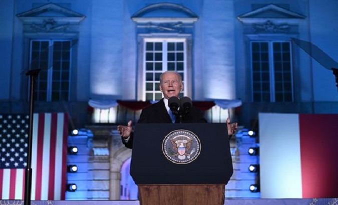 President Biden, speaking Saturday at Warsaw’s Royal Castle, is seeking to rally European leaders against what he views as a threatening rise in authoritarianism. Mar. 26, 2022.