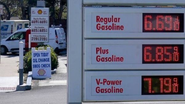A gas station in Menlo Park, California, U.S., March 21, 2022.