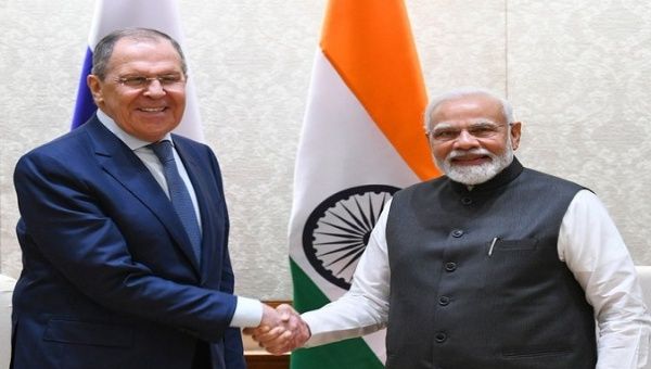 Russian foreign minister Sergey Lavrov on an official visit to India. March. 31, 2022. 